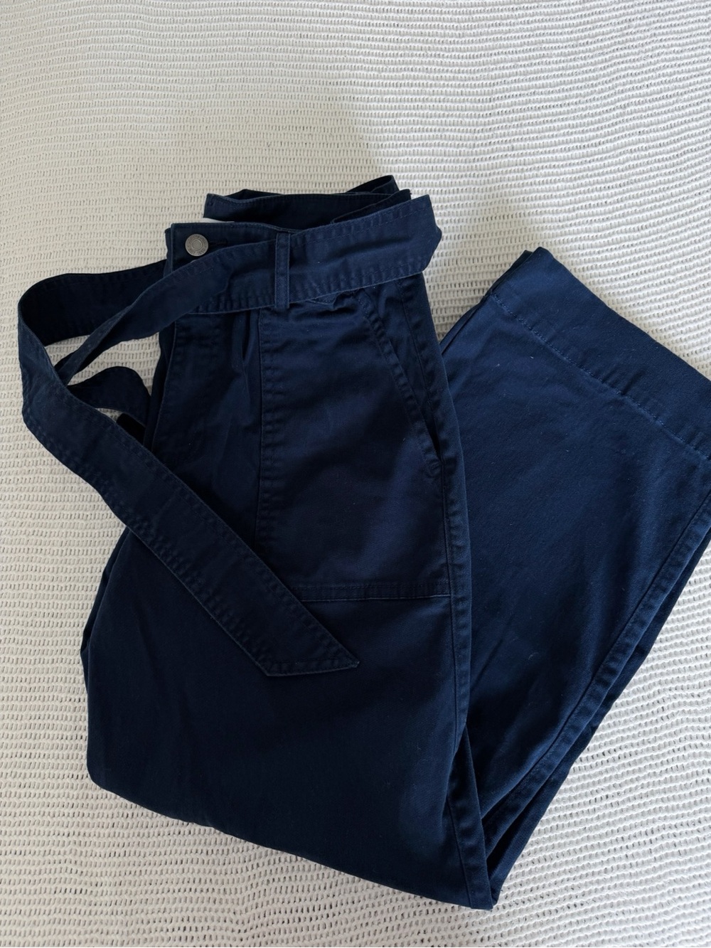 Loft High-Waist Navy Pants with Belt